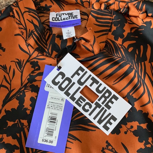 NWT Future Collective Long Sleeve Mock Neck Asymmetrical Dress Floral - Picture 4 of 6